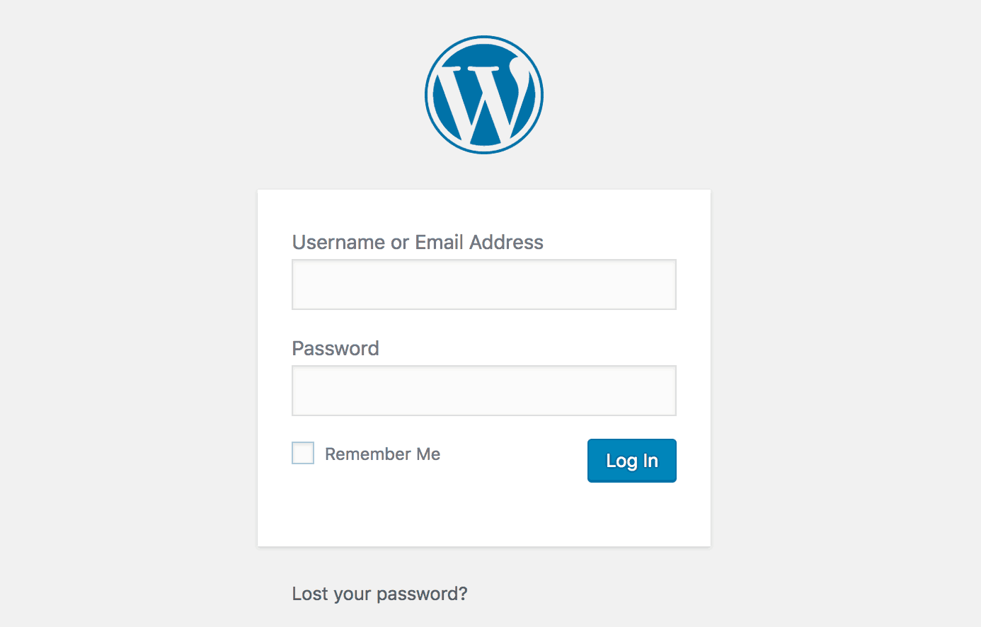 The WordPress login page.