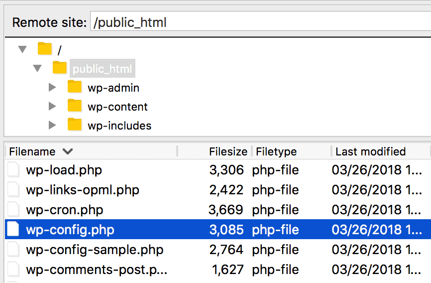 The wp-config.php file in the site's root folder.