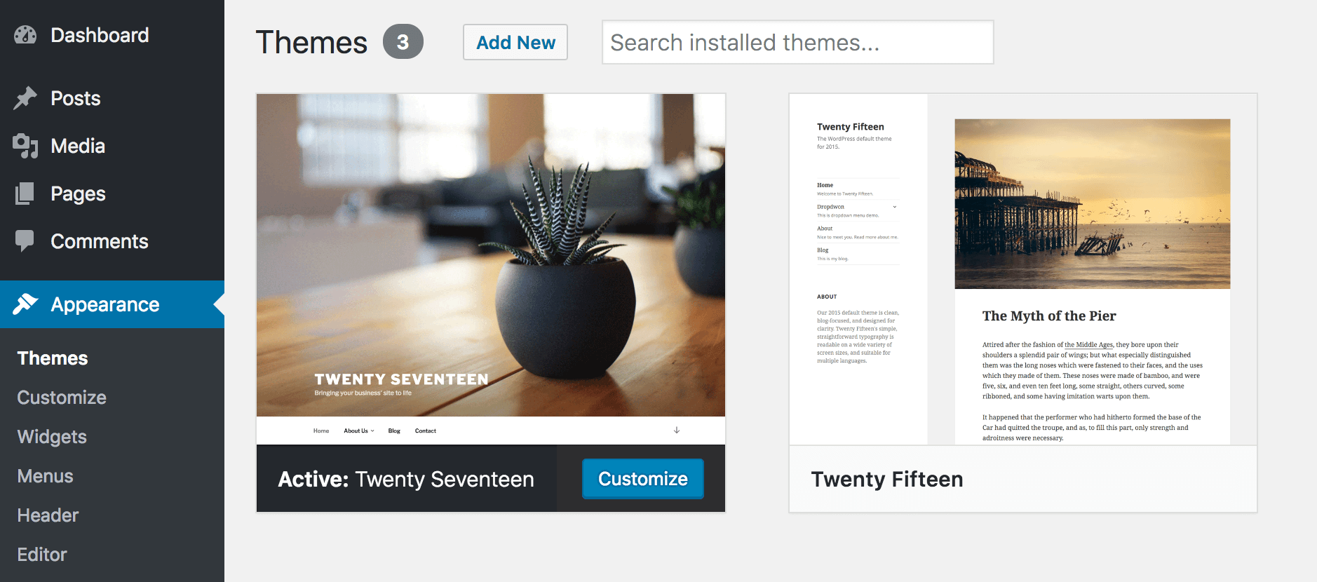 Changing your WordPress theme to a default option.