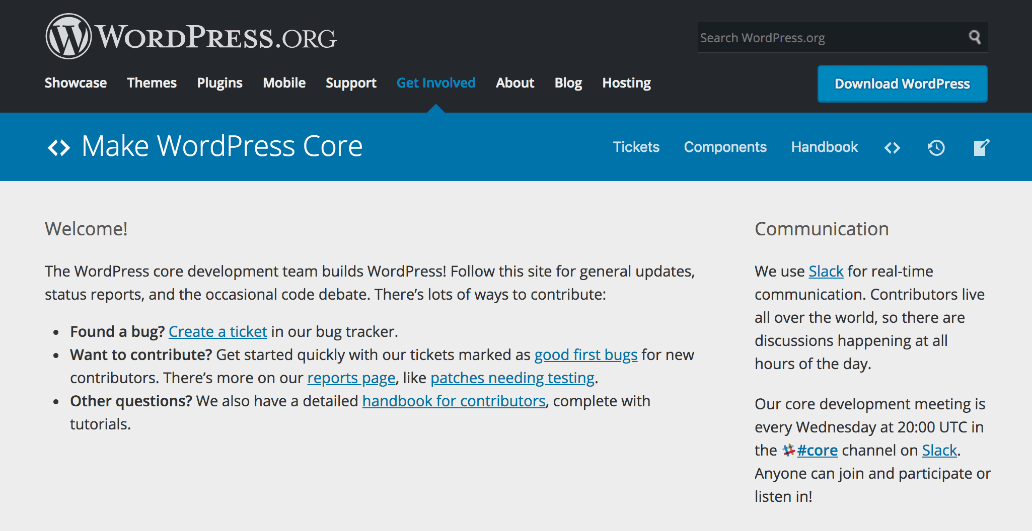 The Make WordPress Core blog.