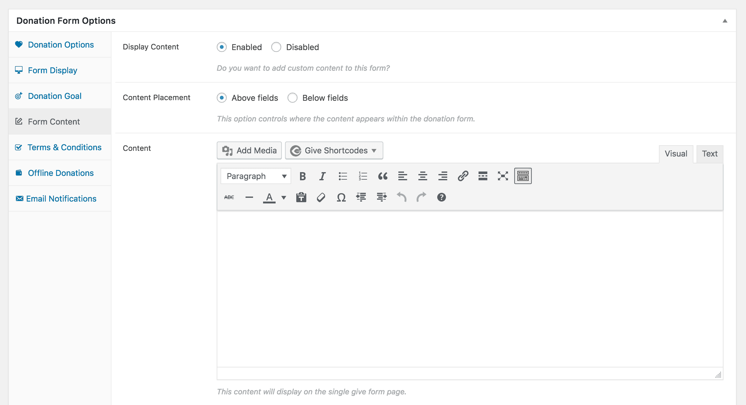 Creating a separate page for your Give form.