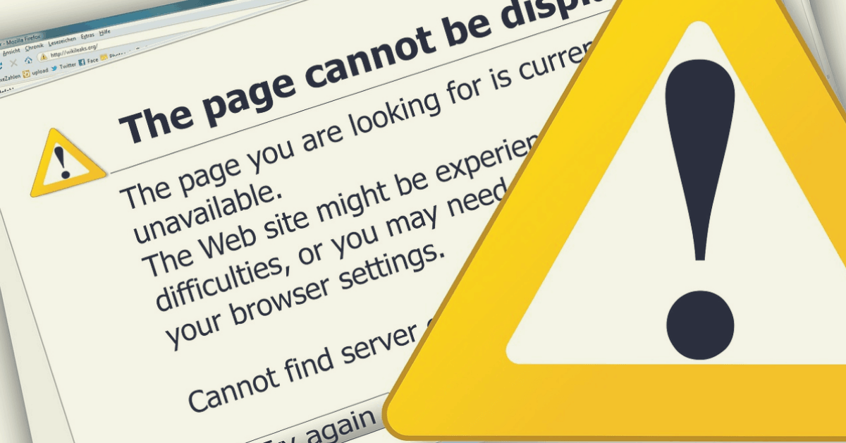 An error on a web page.
