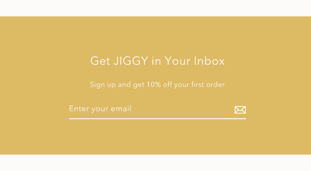 An example of the static sign-up form at the bottom of the website. Source: JiggyPuzzles.com
