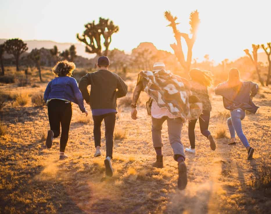 Group of people hiking outdoors