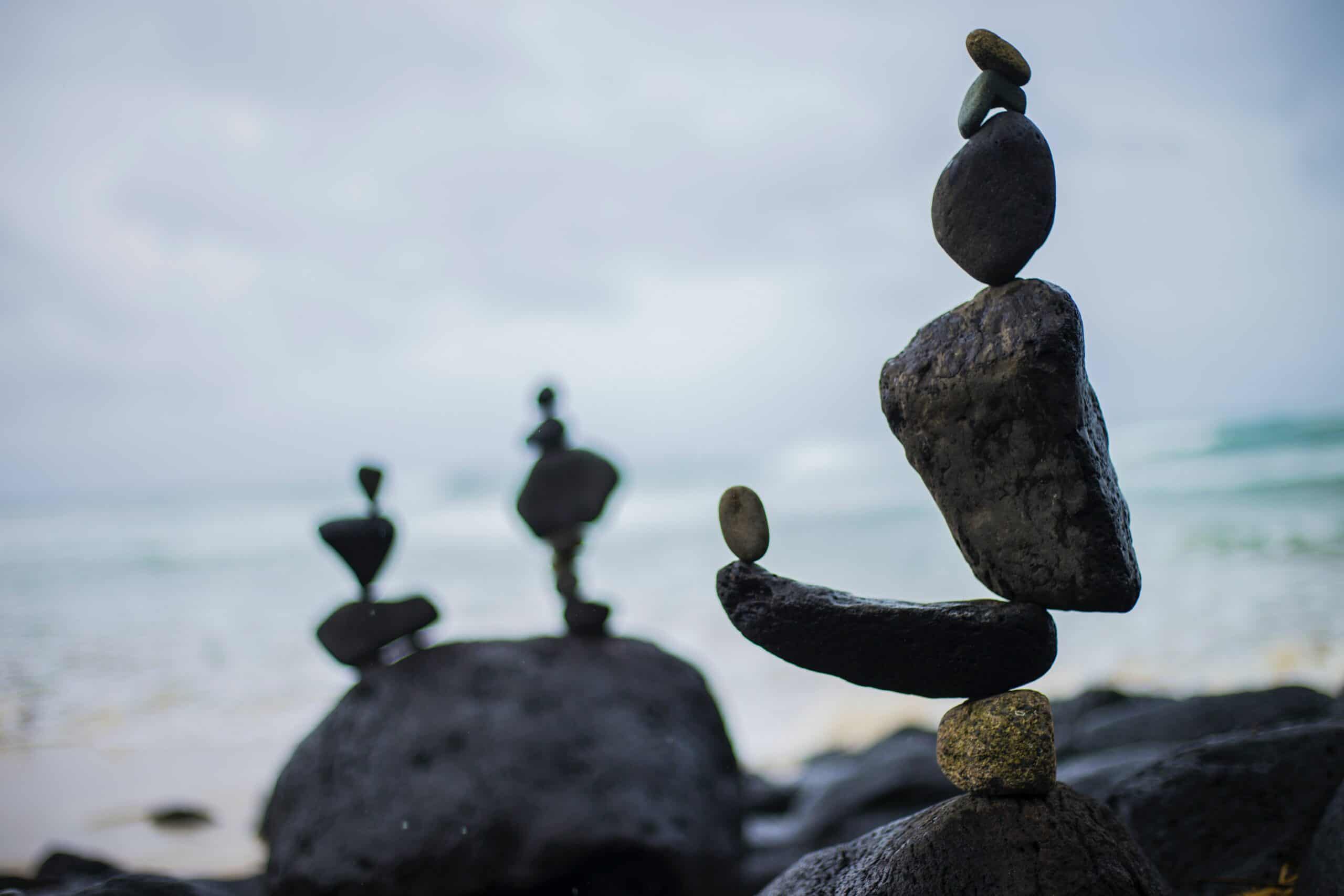 Zen rocks on a beachside.