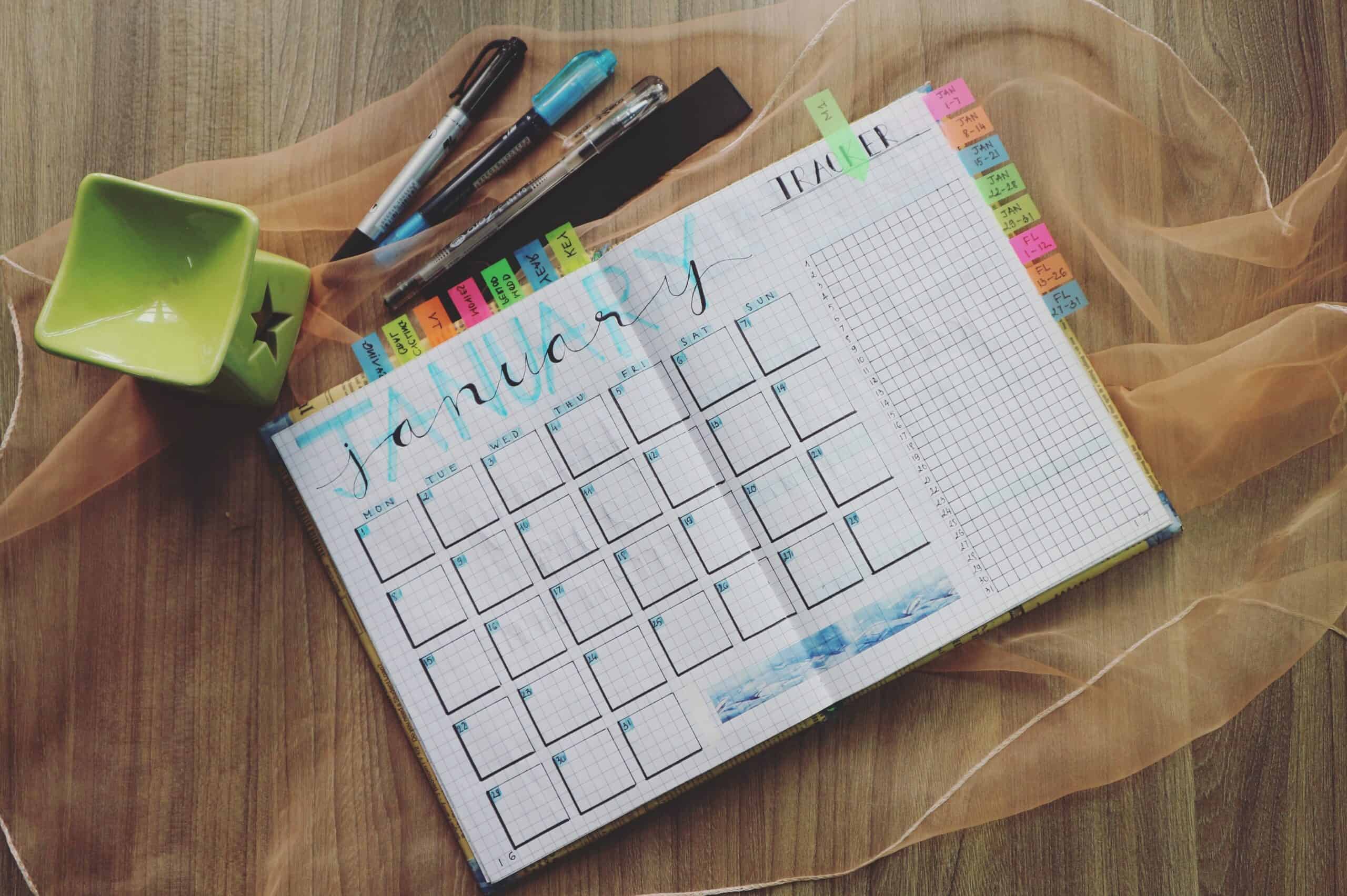 Content calendar, content marketing, notebook, marketing strategy