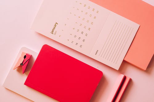 Red professional diary and calendar