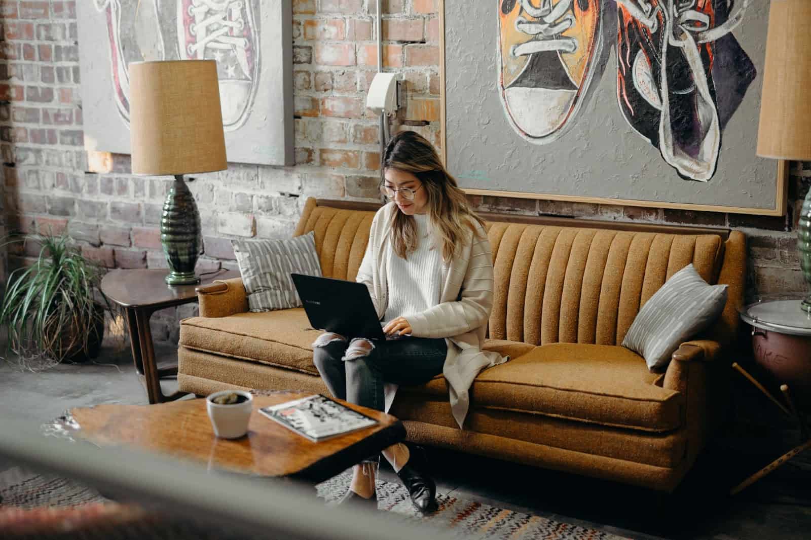 Casual woman performing remote work