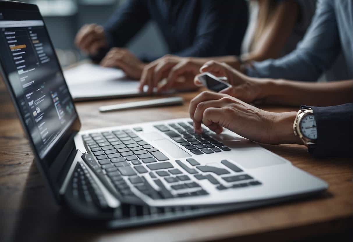 A digital agency team collaborates on project management, utilizing digital tools and communication methods to optimize workflow and productivity