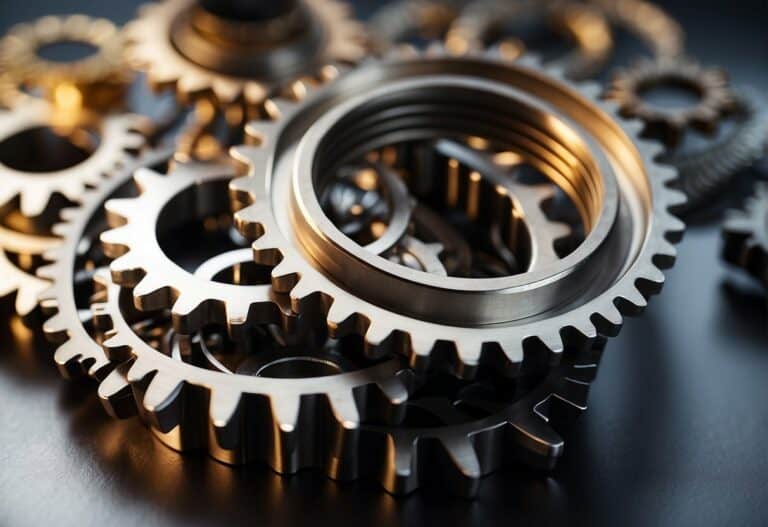 A group of interconnected gears symbolizing strategic partnerships, working together to propel a business forward