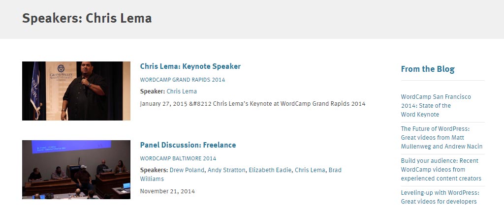 WordPress.tv Speaker Page Chris Lema